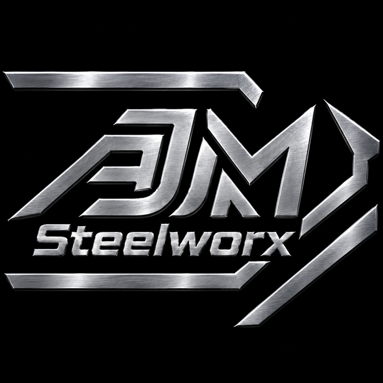 AJM Steelworx brushed metallic logo